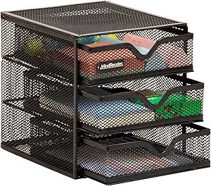 Mind Reader 3-Drawer Desktop Organizer for Small Office Supplies, Black