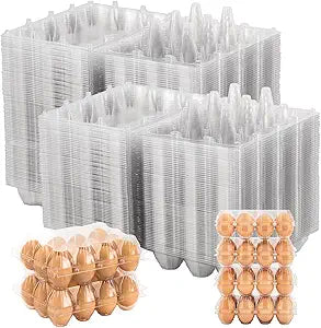 180 Pack Clear Plastic Egg Cartons, Reusable Stackable Egg Containers for Farm, Market & Fridge Storage, 34 Grid