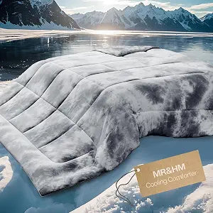 MR&HM Cooling Comforter King/Cal King Size, Double-Sided Cooling Blanket for Hot Sleepers, Silky Soft & Breathable Bedding for Night Sweats, All Season Comforter (102"x90", Tie-dye Black)