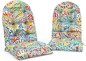 Indoor/Outdoor Adirondack Chair Cushions 44 x 19 x 4 Inch, Tufted Outdoor Rocking Chair Cushion, Anti-Slip High Back Patio Chair Cushions, Set of 2, Paisley Multi