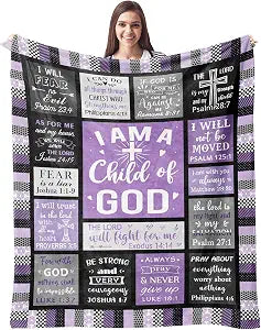 CUJUYO Christian Gifts for Women Blanket 80"x60" - Inspirational Religious Birthday Gifts - Baptism Confirmation Gifts for Girls - Catholic Spiritual Gifts for Women - Bible Verse Christian Blankets