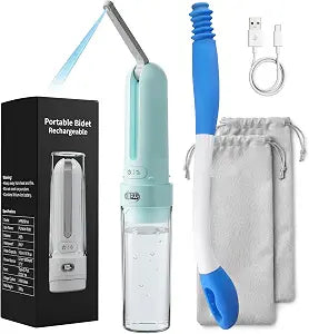 Electric Portable Bidet Toilet Aids Wiper Tool Set, Cyan