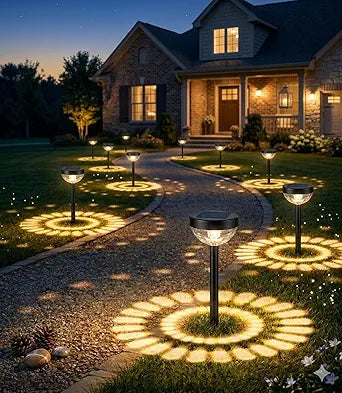 Ensenior Solar Pathway Lights Outdoor, 8-Pack Adjustable Height LED Lights Outdoor Waterproof IP65 for Garden Landscape, Auto On/Off Solar Powered Yard Lights for Walkway (Warm White)