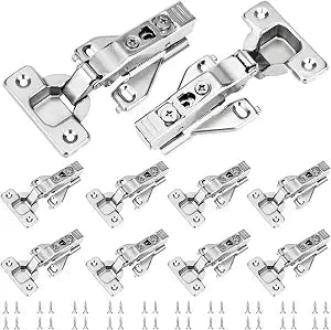 10 Pack 1/2'' Overlay Soft Close Hidden Cabinet Hinges, 105 Degree 3D Adjustable Clip On Plate Concealed Kitchen Cupboard Door Hinges with Screws