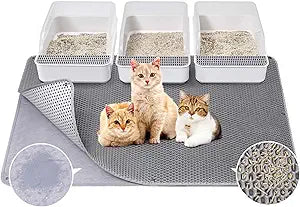 Fostanfly Cat Litter Mat - Extra Large XL 45"x 27" Cat Litter Trapping Mat, Machine Washable Double Layer Design, Urine & Waterproof for Kitty- Easy Clean for Floor