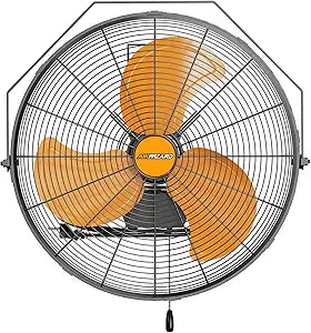 18 inch Industrial Wall-Mount Fan, 4250 CFM High Velocity Metal Commercial Fan, 3 Speed, Adjustable Tilt, for Garage, Greenhouse, Covered Patio, Workshop, Gym Room, Basement