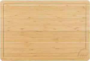 Gibson Home Forestview 18" x 12" Bamboo Cutting Board  Durable Large Kitchen Wooden Chopping Carving Board with Juice Groove, Oil Finished
