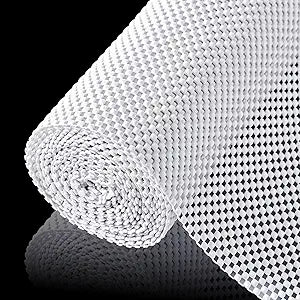 Shelf Liner for Kitchen Cabinet, Drawer Liners Non Slip Non Adhesive Thick Mat, Breathable Dresser Pantry Bathroom Protector, White, 20" x 120"