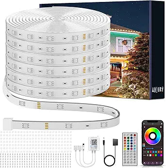 Ledagic Outdoor Led Strip Lights Waterproof 400ft, Ip68 Outside Led Light Strip Waterproof with Remote and App Control, Exterior Music Syne RGB Led Rope Lights for Bathroom, Party Home Decor (2*200ft)