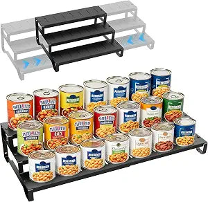 Expandable Can Organizer for Pantry, 3-Tier Adjustable Metal Can Rack