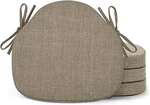 Shinnwa Dining Chair Cushions Set of 4, High-Resilience Foam Windsor Seat Pads, Kitchen Chair Cushions with Ties & Textured Cover, 4 Pack, 16.5 x 15.5 x 2, Light Brown