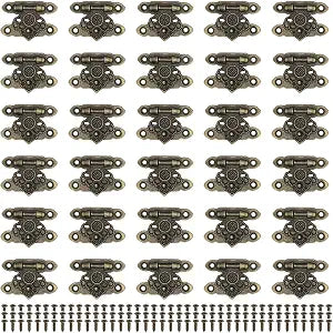 30 Pcs Mini Antique Brass Latch Hasps Decorative Vintage Locks with Screws for Case Wooden Boxes (Bronze)