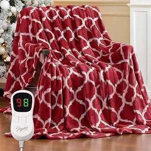 Homemate Heated Blanket Electric Throw - 50x60 Heating Blanket with 10 Fast Heat Levels 8 Hours Auto Off Soft Cozy Flannel Over-Heated Protection ETL Certification Keep Warming in Home