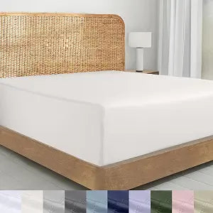California Design Den 100% Organic Cotton King Fitted Sheet Only, Percale, Deep Pocket, Lightweight, Snug-Fit, All Around Elastic, 1 Pc Deep King Size Fitted Sheet - True Ivory