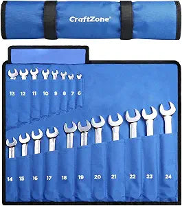 19-Piece Combination Wrench Sets 6-24mm Metric Wrench Set CR-V Steel with Organizer Bag (24'')