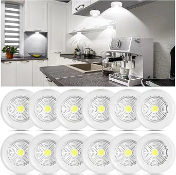 Macarrie 12 Pack LED Puck Light, 2.68" Mini Tap Light, Classic Style