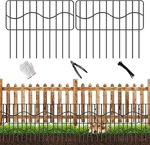 40ft(L) x 13in(H) Garden Animal Barrier Fence, 28panels No Dig Fences, Small Dog Fence Barrier, Animal Barrier Rabbit Fencing Rustproof Metal Decorative Border for Outdoor Garden