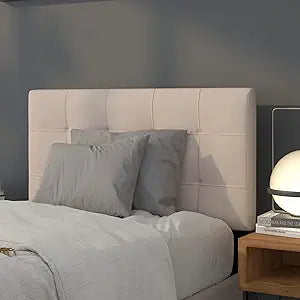 Flash Furniture Bedford Box Stitch Tufted Upholstered Twin Size Headboard in Beige Fabric