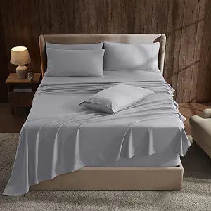 Hearth & Harbor Extra Deep Pocket Sheet Sets, Luxury Soft 6 Piece Bed Sheet Set Fits Mattress 18-24 Inches - Twin, Grey