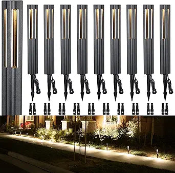 LEONLITE 10-Pack Low Voltage Path Lights, 3W LED Landscape Pathway Lights, Outdoor Landscape Lighting for Driveway, Garden, Aluminum, 12-24V AC/DC, ETL, IP65 Waterproof, 3000K Warm White, Black