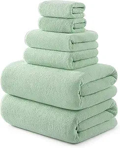 REDKISS Ultra Soft Bath Towel Set of 6 - Oversized Bath Sheets (70 x35 in), 670GSM Highly Absorbent, Quick Dry Green Towel Sets for Bathroom, Spa, Hotel, Gym