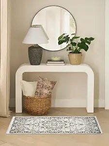 Nourison Home Dekor Ivory Charcoal 2' x 4' Area Rug - Easy Clean, Non Shedding, Bed Room, Living Room, Dining Room, Kitchen (2' x 4')