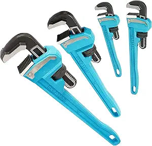 DURATECH 4-Piece Heavy Duty Pipe Wrench Set, 8 ",10 ", 14 ", 18 ", Adjustable Plumbing Wrench, Malleable Cast Iron Handle, Exceed GGG Standard