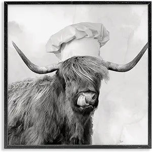 Kitchen Chef Cattle Farmhouse, 12 x 12 Inch Framed Gicle Print