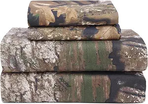 VISI-ONE Realtree APX Queen Camo 4 Piece Sheet Set  Lightweight, Cooling, Wrinkle-Free Microfiber 13" Deep Pockets Sheets, Unisex Rustic Western Farmhouse Style Made to Complement All Living Spaces