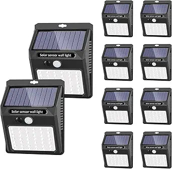 SEZAC Solar Lights Outdoor [10 Pack /3 Working Mode], Solar Security Lights Solar Motion Sensor Lights Wireless IP 65 Waterproof Outdoor Lights for Garden Fence Patio Garage (42LED)