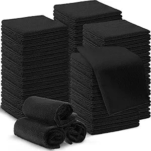 Macarrie 200 Pieces Microfiber Cleaning Cloths Bulk Absorbent Microfiber Towels Reusable Lint-Free Streak Free Wash Rags for House Kitchen Office Restaurants Bar Shop Car, 12 x 12 Inches (Black)