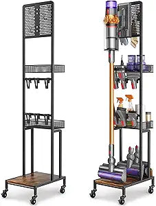 Vacuum Stand for Dyson V15 V12 V11 V10 V8 V7 V6 Gen5, Standing Dock with Accessory Holder, Vacuum Attachments for Dyson Replacement Parts, Floor Docking Station with Cordless Vacuum Storage Organizer