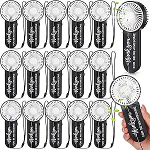 Hortsun 18 Pcs Employee Appreciation Gifts Bulk Mini Handheld Fans, Battery Operated Small Personal Portable Fan for Coworker Staff Team Teacher Travel Office, Battery Not Include(Awesome,Black)