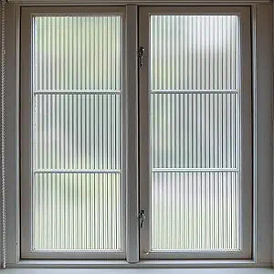 VELIMAX 1/2-Inch Reeded Glass Window Film, Frosted Reeds Window Film, Window Privacy Film, 3D Window Decals Non Adhesive for Bathroom Living Room Office, 29.5x78.7 inches