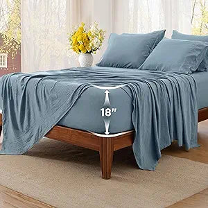 Bedsure Deep Pocket King Sheet Set - 6 Piece, Prewashed Ultra-Soft King Size Sheets Set, Fits Mattresses Up to 18 Inches Thick, Breathable & Secure Fit, Hotel Luxury Bedding, Dusty Blue