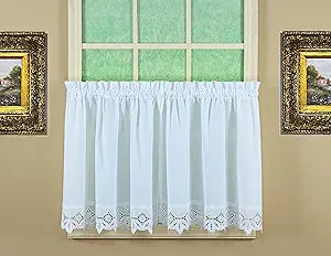 Today's Curtain, Heirloom Battenberg Eyelet Tier 24", White, 58" W x 24" L