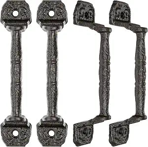 4 Packs 5.51" Dark Brown Sliding Barn Door Handles, Cast Iron Gate Pull