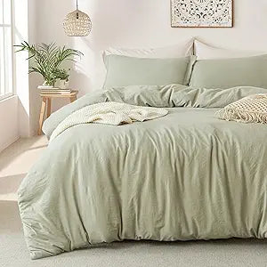 MILDLY Duvet Cover Queen Ultra Soft Comforter Cover Set 3pcs, Mist Sage