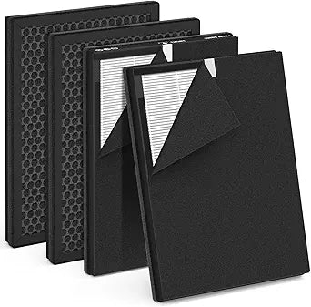 4 Pack True HEPA Replacement Filter Compatible with AMEIFU F3 & Dr.Prepare DAP01 Air Purifier, Double-Sided Filters for Home Large Room with Washable Pre-filter