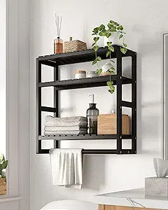 Galood Bathroom Shelves Towel Racks Over Toilet Storage with Bar (Inky)