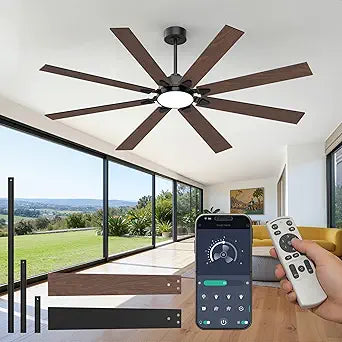 72 inch Large Ceiling Fan with Lights, Modern Ceiling Fans with Lights and Remote Control, DC Reversible Motor, Noiseless, 3CCT Dimmable, for Bedroom Living Room Kitchen Patio Farmhouse Indoor/Outdoor