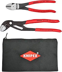 KNIPEX Cobra 10 in. Box Joint Pliers/8 in. Diagonal Cutting Pliers Set with Bonus Bag (3-Piece)