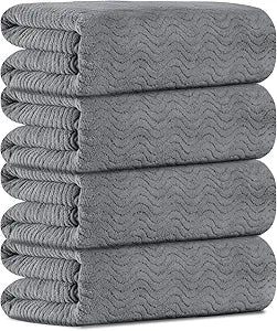 Bathroom Towels Set of 4, Oversized Bath Towels Extra Large 35x70 Inch Shower Towels Highly Absorbent Quick Dry Towel Textured Soft Bath Sheet Towels for Adults Fitness Camping Spa Grey