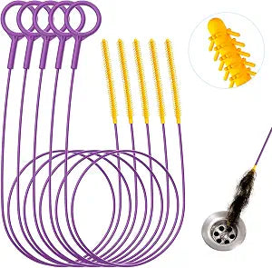 Drain Snake 35-Inch, Reusable Drain Clog Remover for Shower Drain, 5 Pack