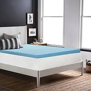 1-Inch Gel Memory Foam Mattress Topper, CertiPUR-US Certified for Superior Comfort and Support, Queen, Blue