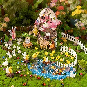 220Pcs Miniatures Fairy Garden Accessories, Mini Fairy Garden Kit, Fairy Figurines House Outdoor Decor Resin, Valentines Gift for Kids