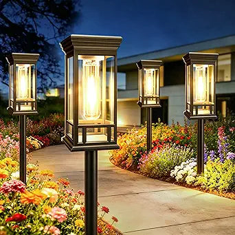 12 Pack Solar Pathway Lights Outdoor, Taller Bright Solar Path Lights Waterproof, Auto On/Off Solar Powered Garden Lights for Outside Landscape Path Yard Walkway Lawn Driveway Patio Lighting Decor