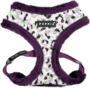 Puppia Huxley Dog Harness Over-The-Head Warm Winter Leopard Pattern Adjustable Chest for Small and Medium Dog, Purple, Large