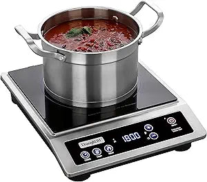 ChangBERT Induction Cooktop, Commercial Grade Portable Cooker, Large 8 Heating Coil, Premium Stainless Steel Countertop Burner with NSF Certified, 10 Hours Timer Powerful 1800W Professional Hot Plate