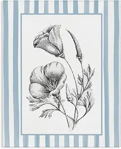 Blossoming Flowers on Stripes, 16 x 20 Inch Canvas Wall Art